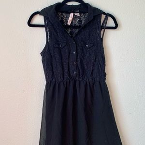 Black lace dress with buttons and collar